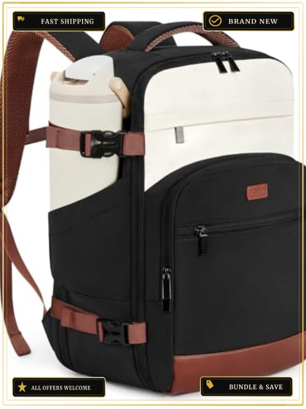 30L Travel Backpack Carry On Laptop Backpack Water Resistant Nylon Weekender